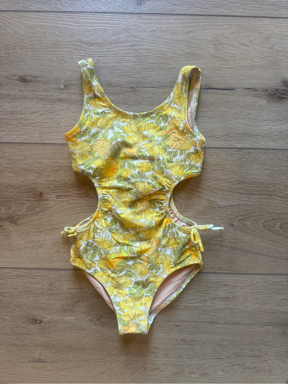 Crewcuts Yellow Floral Cutout One-Piece Swimsuit